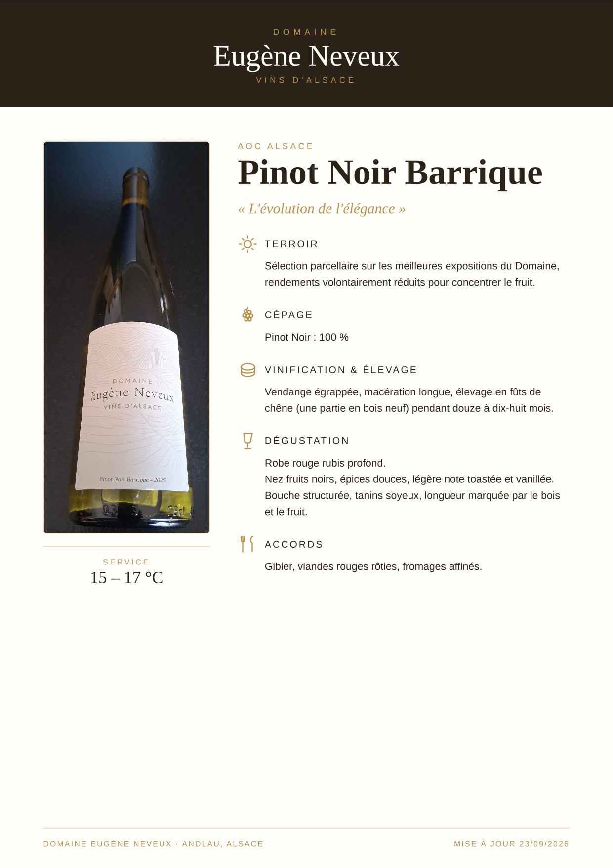 Pinot Noir Barrique 2025 Domaine Eugene Neveux