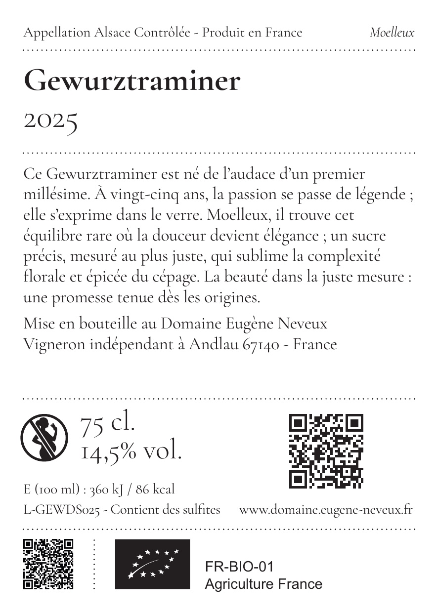 Gewurztraminer Moelleux 2025 Domaine – Image 3