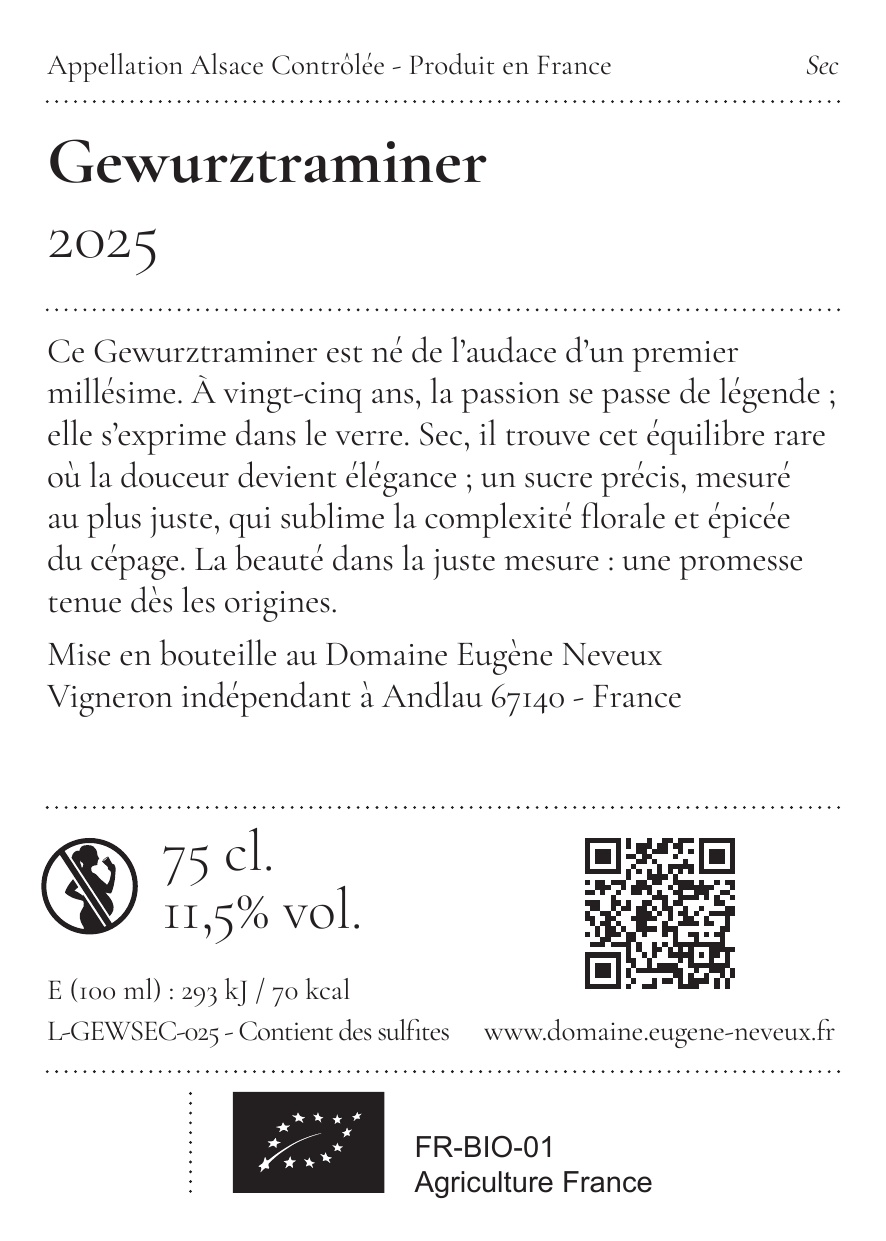 Gewurztraminer Sec 2025 Domaine Eugene Neveux – Image 2